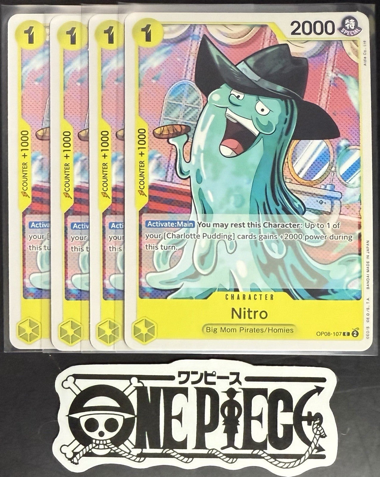 4x One Piece OP08-107 C Nitro - ENG - Regular - Play Set - TCG - NM/M