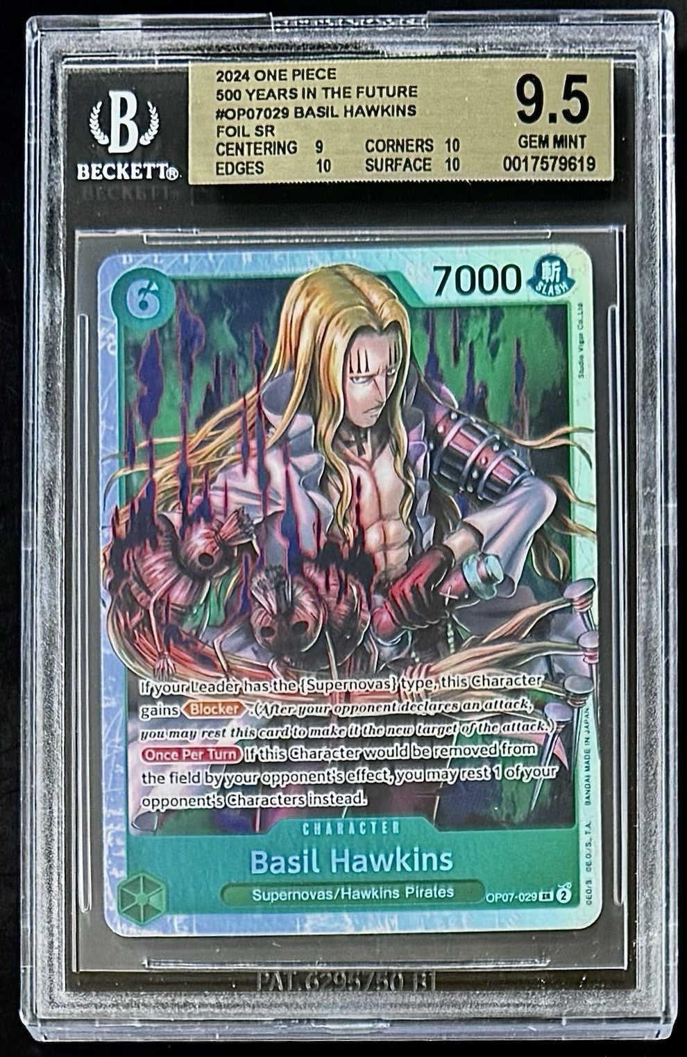BGS 9.5 One Piece OP07-029 SR Basil Hawkins - English - 500 Years in the Future