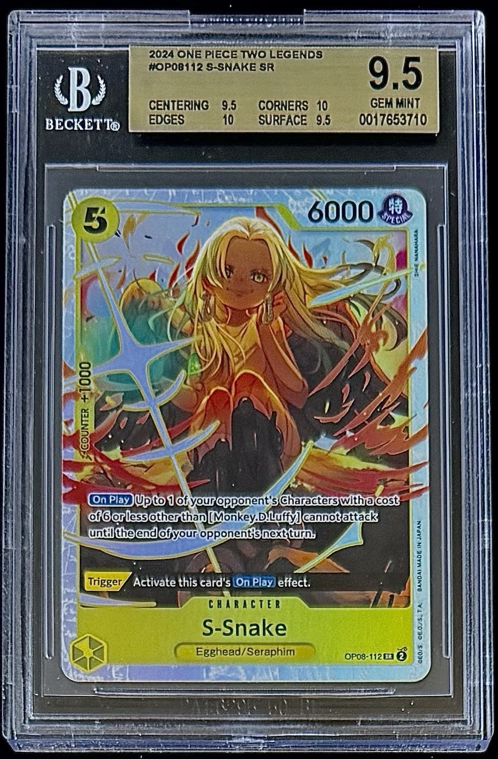 BGS 9.5 One Piece OP08-112 SR - S-Snake - English - Two Legends - Foil