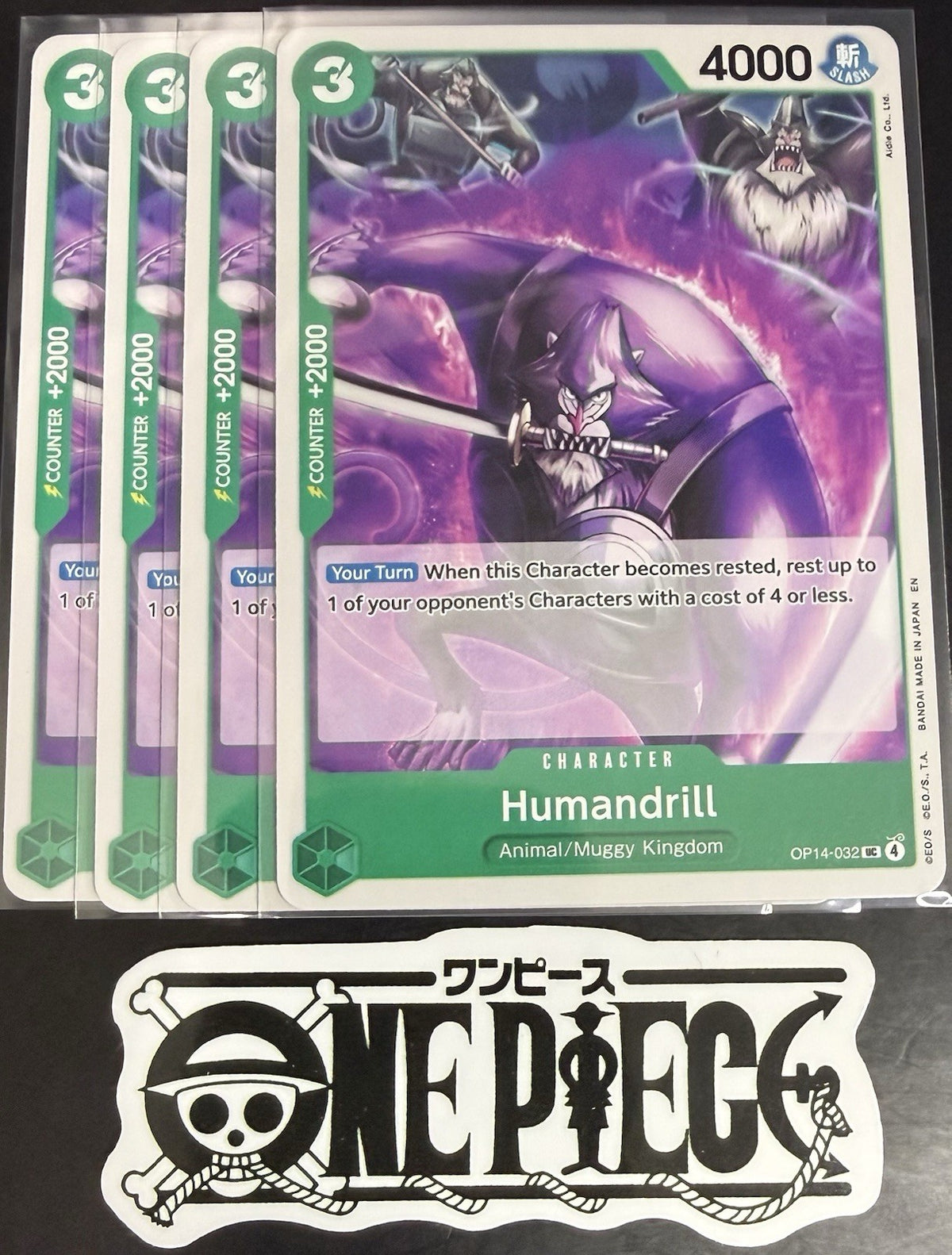 4x One Piece OP14-032 UC - Humandrill - EN - Regular - Play Set - NM/M