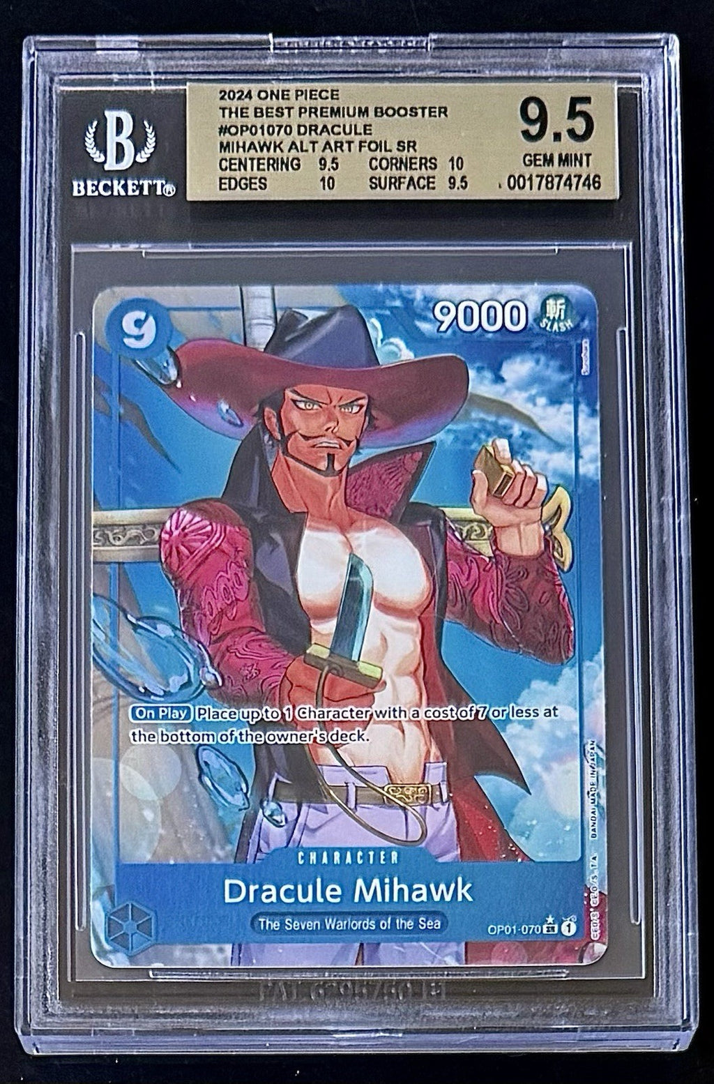 BGS 9.5 One Piece OP01-070 SR* - Dracule Mihawk - Alt Art - EN - PRB01 - Graded
