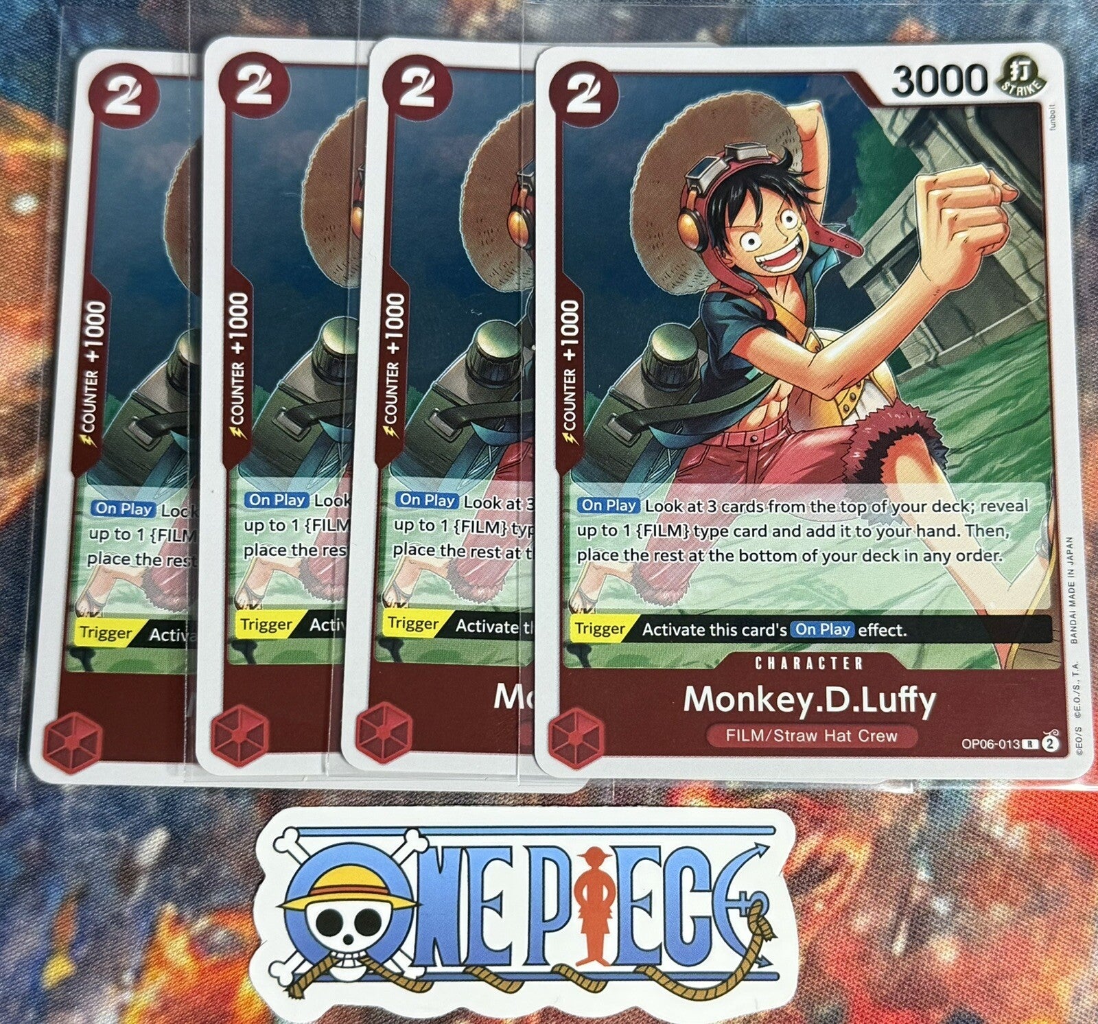 4x One Piece OP06-013 R Monkey.D.Luffy - English - Foil - Playset - TCG - NM/M