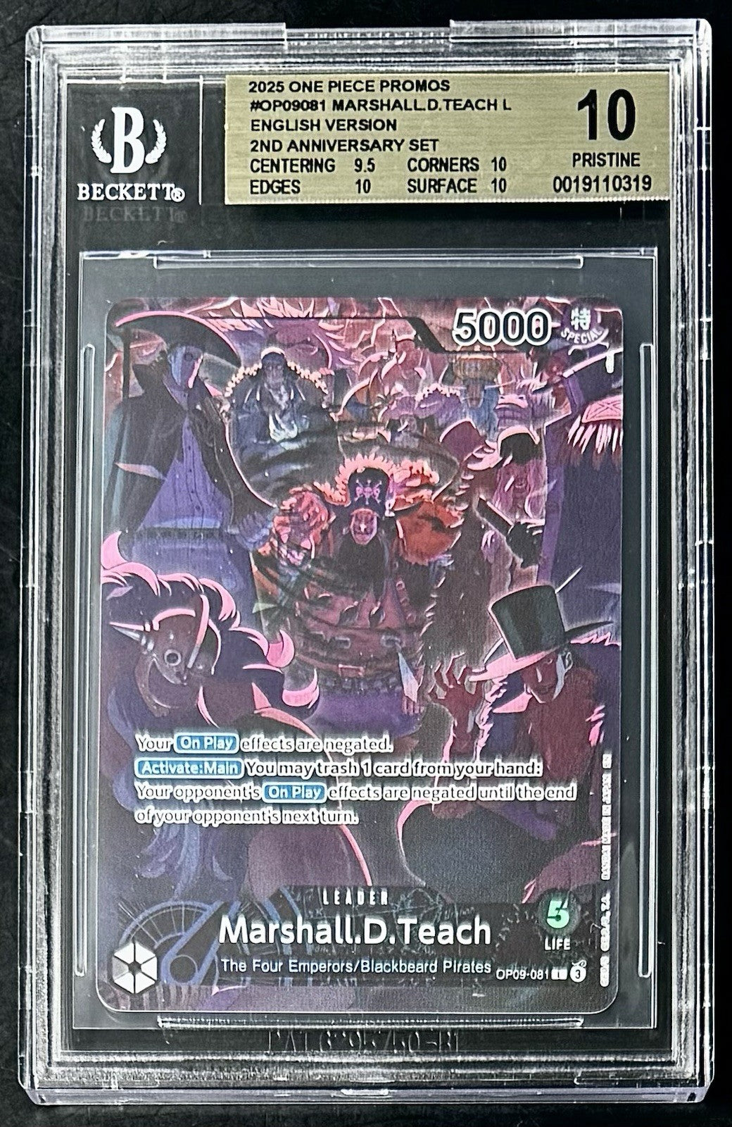 BGS 10 One Piece OP09-081 L - Marshall.D.Teach - ENG - Foil - Graded