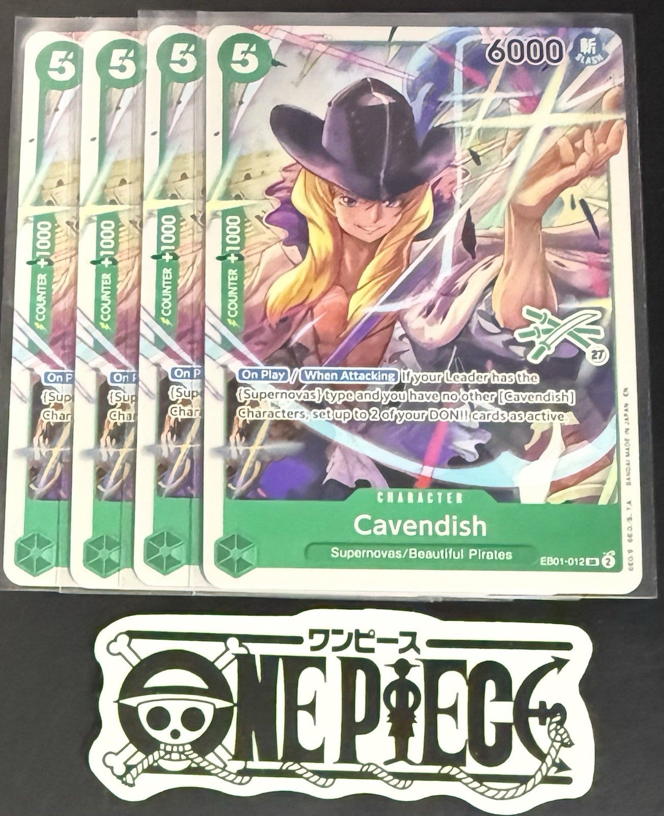 4x One Piece EB01-012 SR - Cavendish - EN - Regular - Play Set - LD01 - NM/M