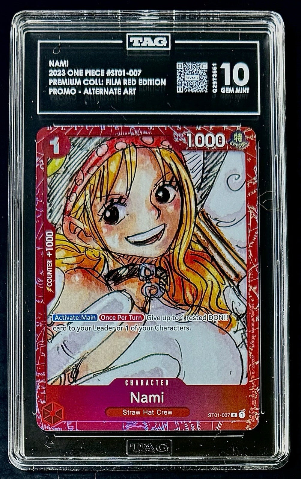 TAG 10 One Piece  ST01-007 C - Nami - Alt Art Promo - EN - Foil - Film Red