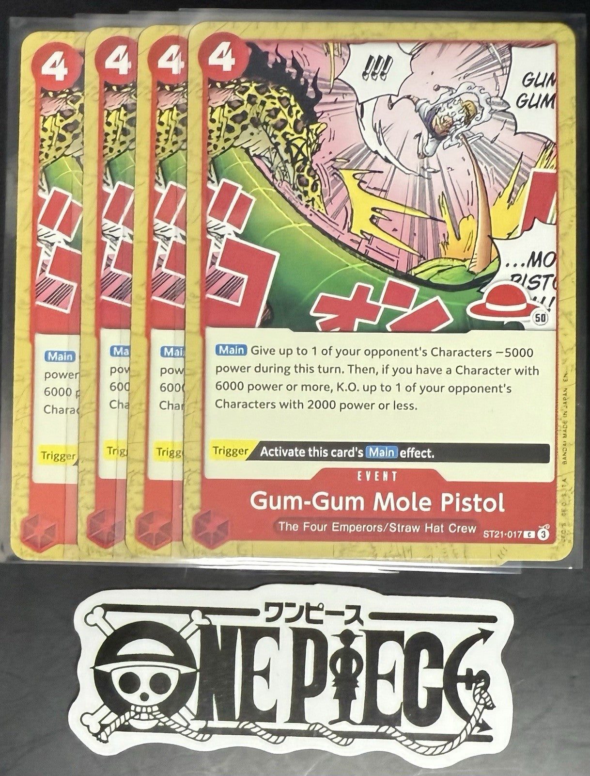 4x One Piece ST21-017 C Gum-Gum Mole - English - Regular - Play Set - LD01 -NM/M