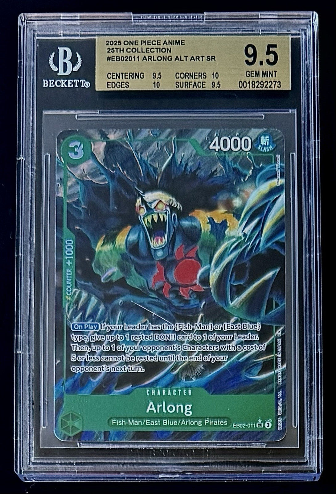 BGS 9.5 One Piece EB02-011 SR* Arlong Alt Art - English - 25th Collection-Graded