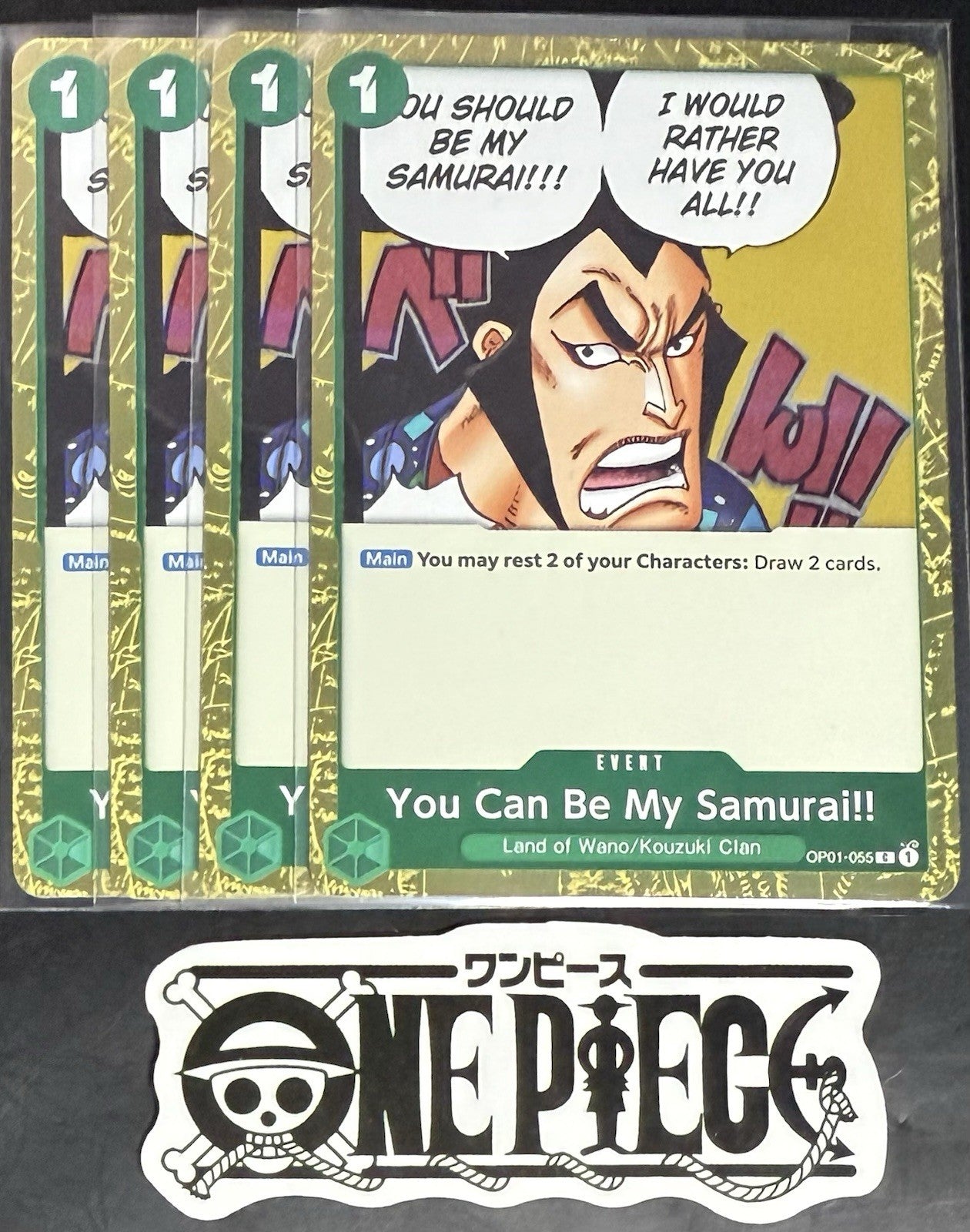 4 x One Piece OP01-055 C My Samurai!! - English - PRB02 Foil - Playset - NM/M