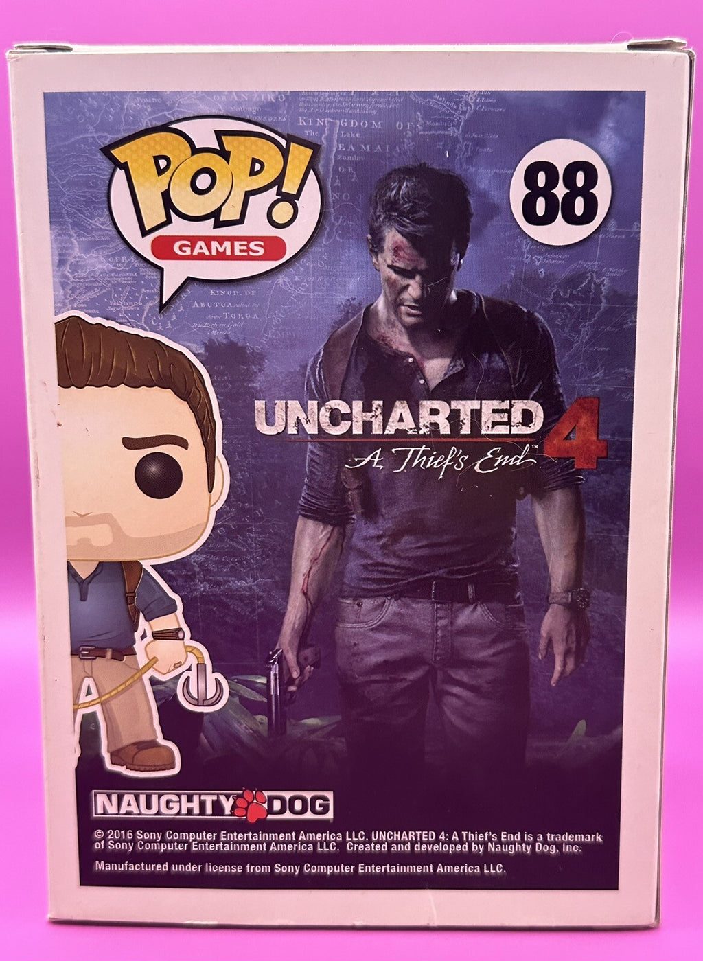 Uncharted 4 Nathan Drake Brown shirt w/Whip Funko Pop 88 Brand New.
