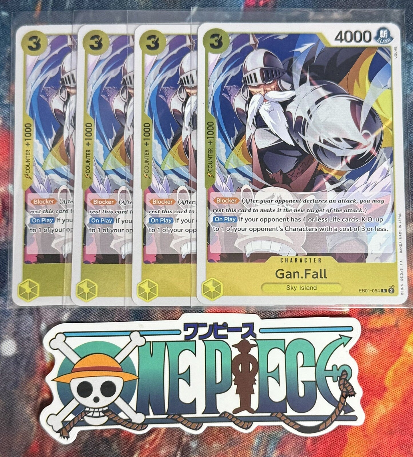 4x One Piece EB01-054 R Gan.Fall - English - Foil - Playset - TCG - NM/M