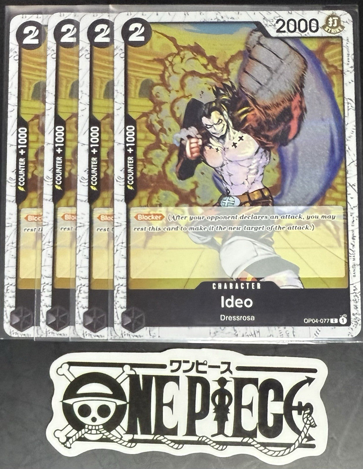 4 x One Piece OP04-077 C Ideo - English - PRB02 Foil - Playset - NM/M