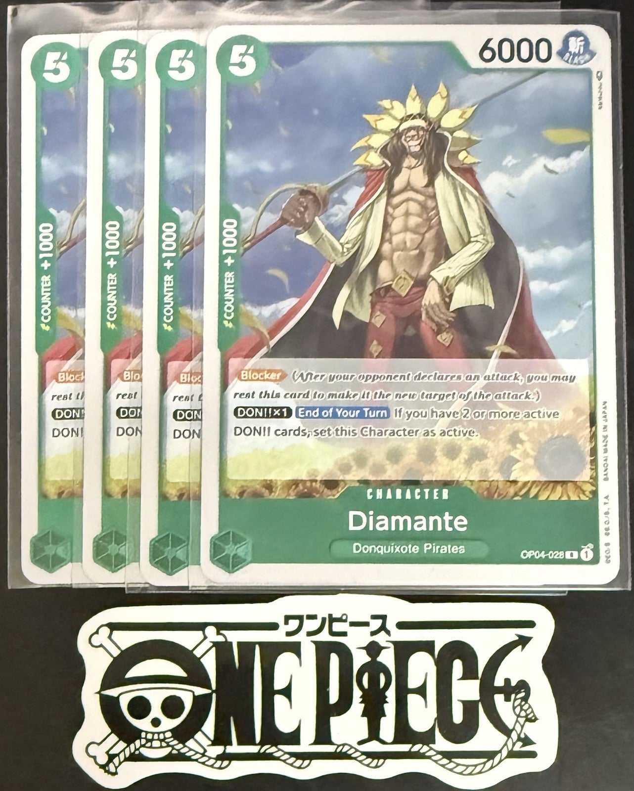 4x One Piece OP04-028 R - Diamante - EN - Foil - Play Set - NM/M