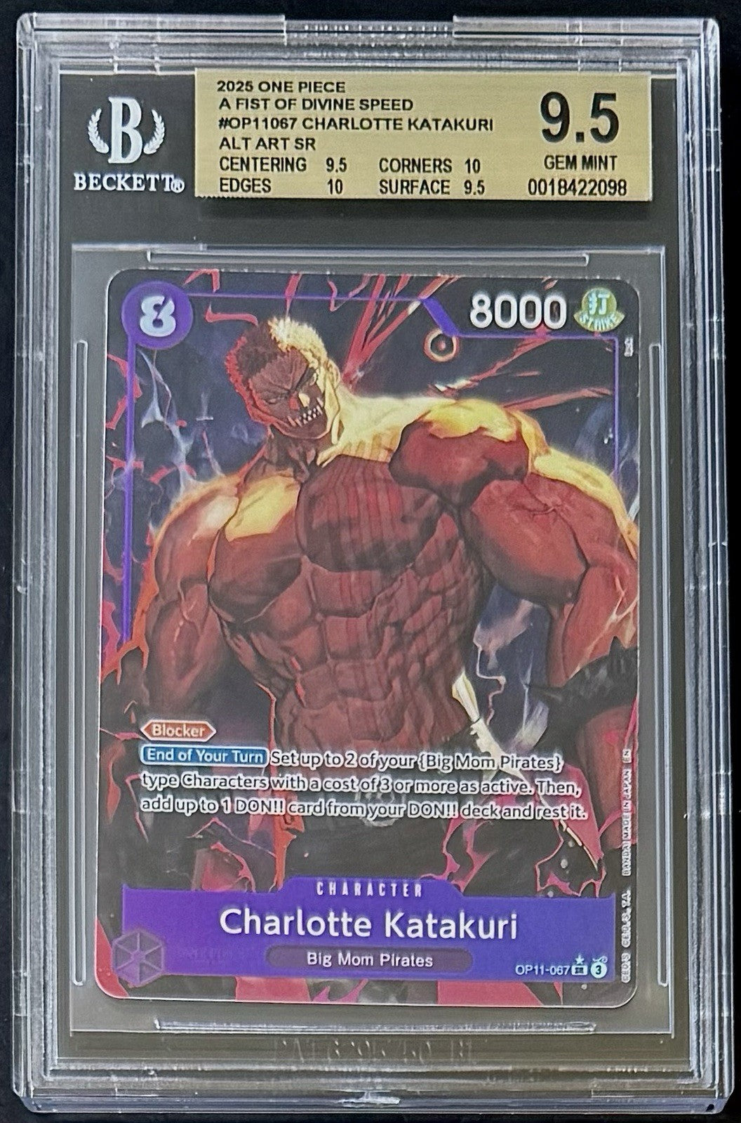 BGS 9.5 One Piece OP11-067 SR* Charlotte Katakuri Alt Art - English -Foil-Graded