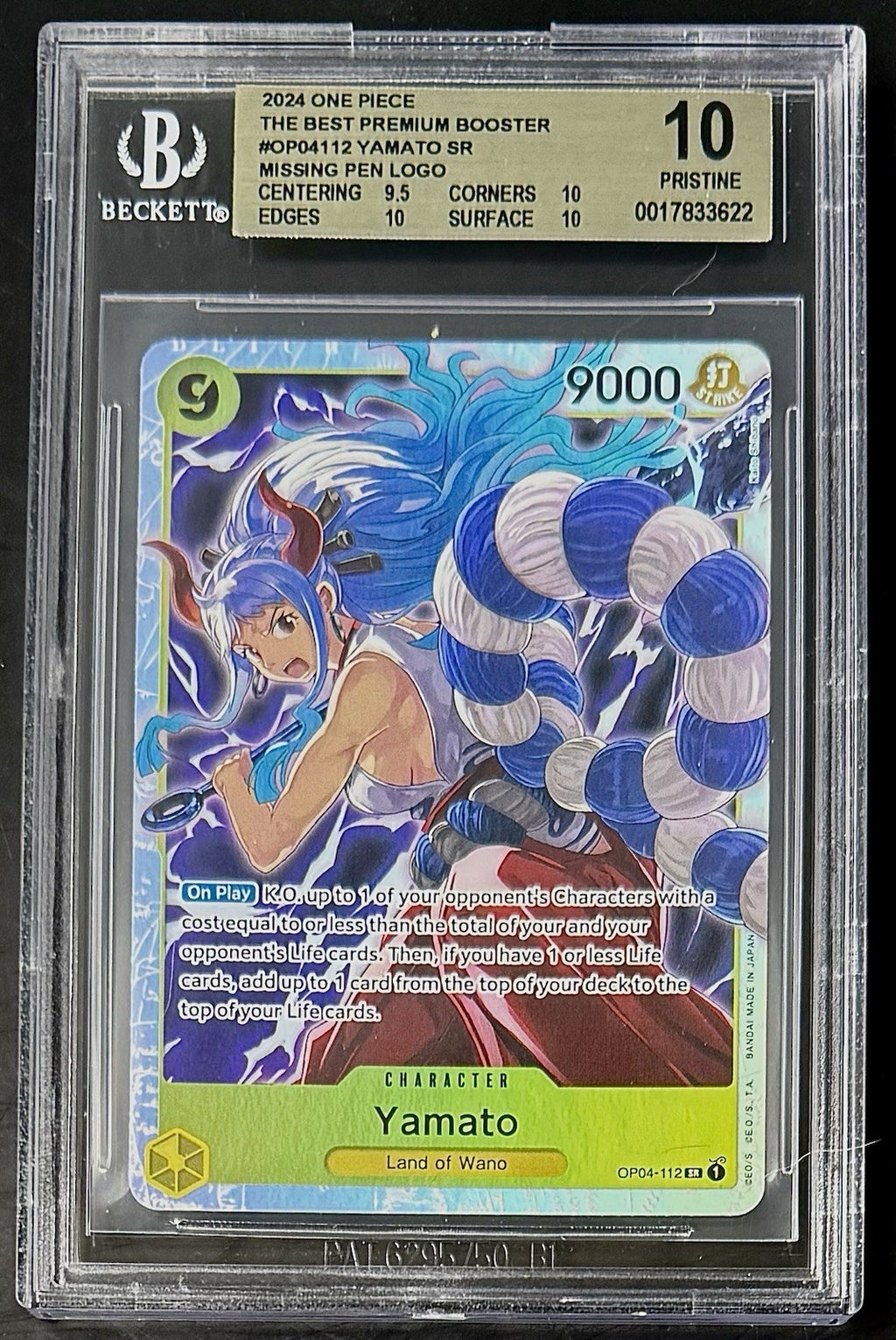 BGS 10 One Piece OP04-112 SR Yamato - English - PRB01 - Graded