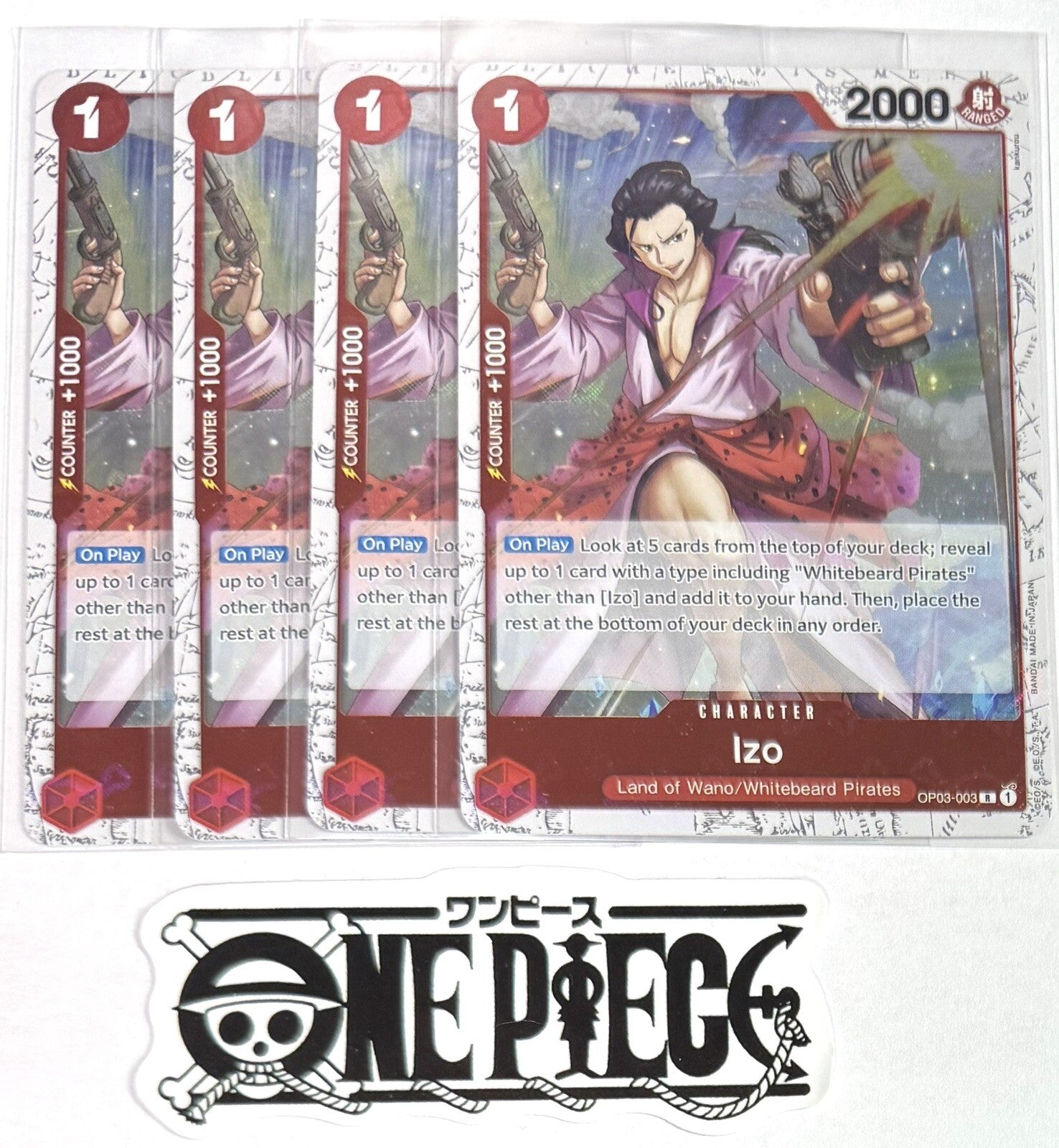 4x One Piece OP03-003 R Izo - Flag Foil - English - Playset - TCG - NM/M