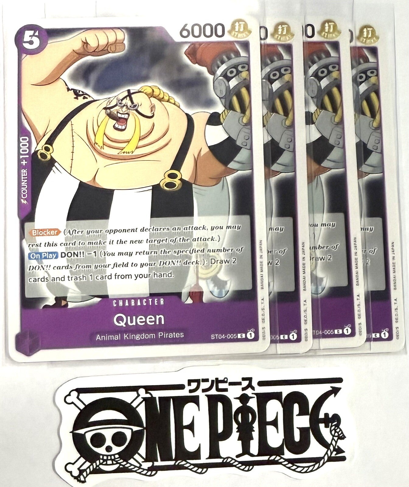 4x One Piece ST04-005 C Queen - English - Regular - Playset - TCG - NM/M
