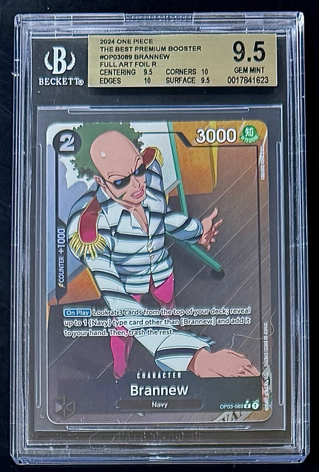 BGS 9.5 One Piece OP03-089 R* Brannew Full Art Full - English - PRB01 - Graded