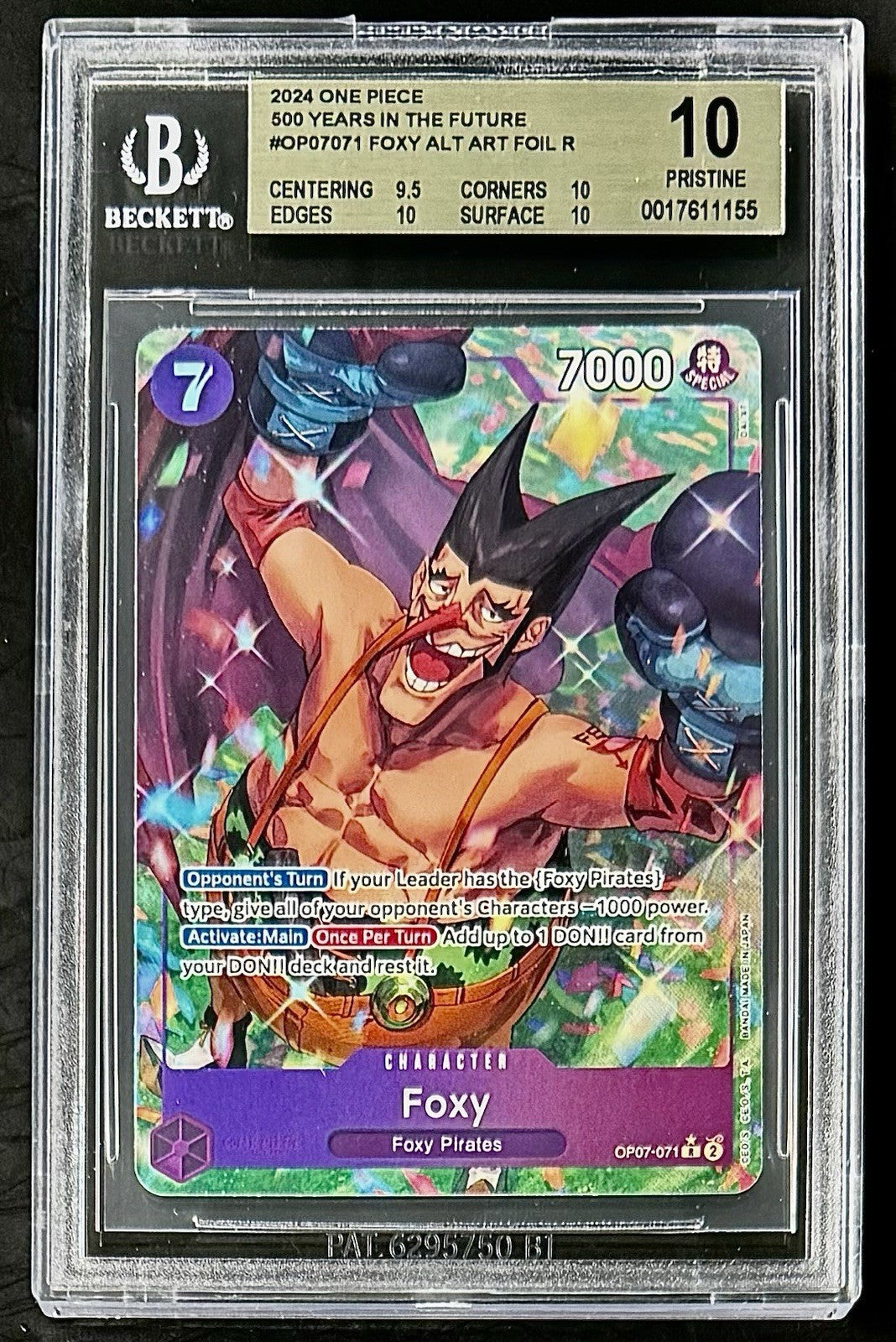 BGS 10 One Piece OP07-071 R* Foxy Alt Art - English - 500 Years in the Future