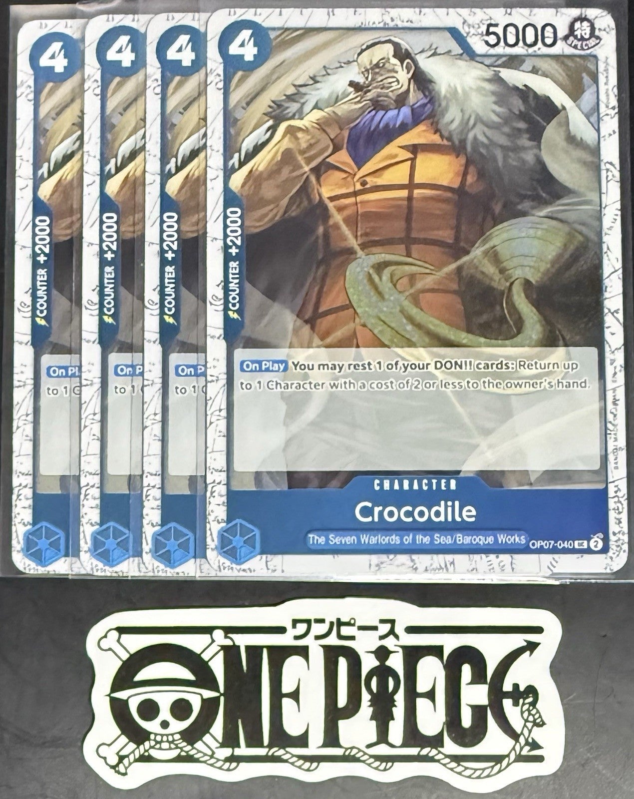 4 x One Piece OP07-040 UC Crocodile - English - PRB02 Foil - Playset - NM/M