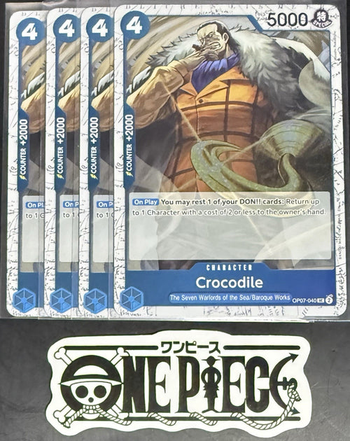 4 x One Piece OP07-040 UC Crocodile - English - PRB02 Foil - Playset - NM/M