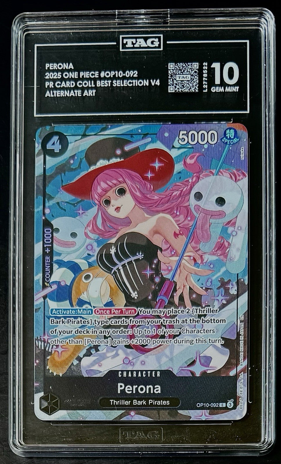 TAG 10 One Piece OP10-092 C Perona - Alt Art - EN - Foil - Best Vol.4 - Graded