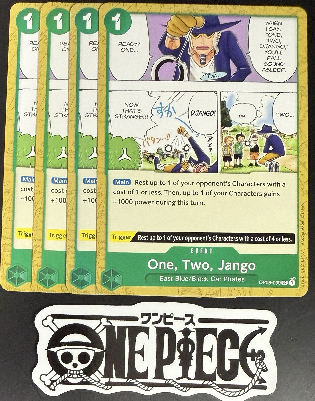4x One Piece OP03-039 UC One, Two, Jango- ENG - Regular - Playset - TCG - NM/M