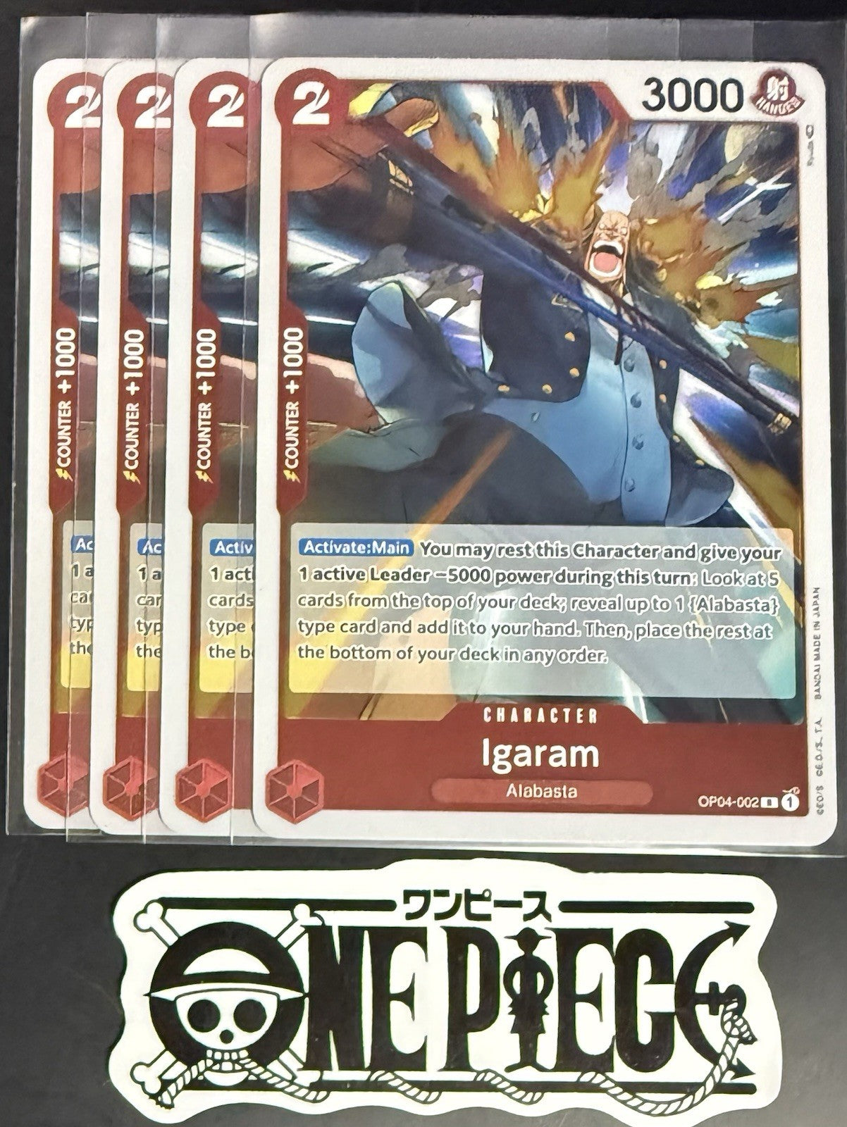 4x One Piece OP04-002 R - Igaram - EN - Foil - Playset - TCG - NM/M