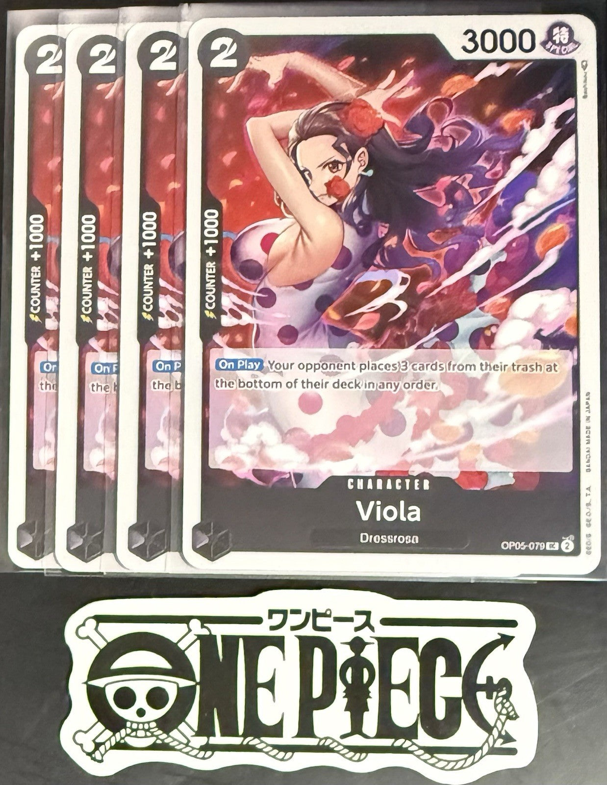 4x One Piece OP05-079 UC Viola - ENG - Regular - Play Set - TCG - NM/M