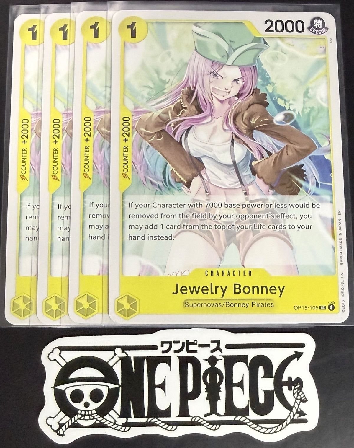 4x One Piece OP15-105 UC - Jewelry Bonney - EN - Regular - Play Set - TCG - NM/M