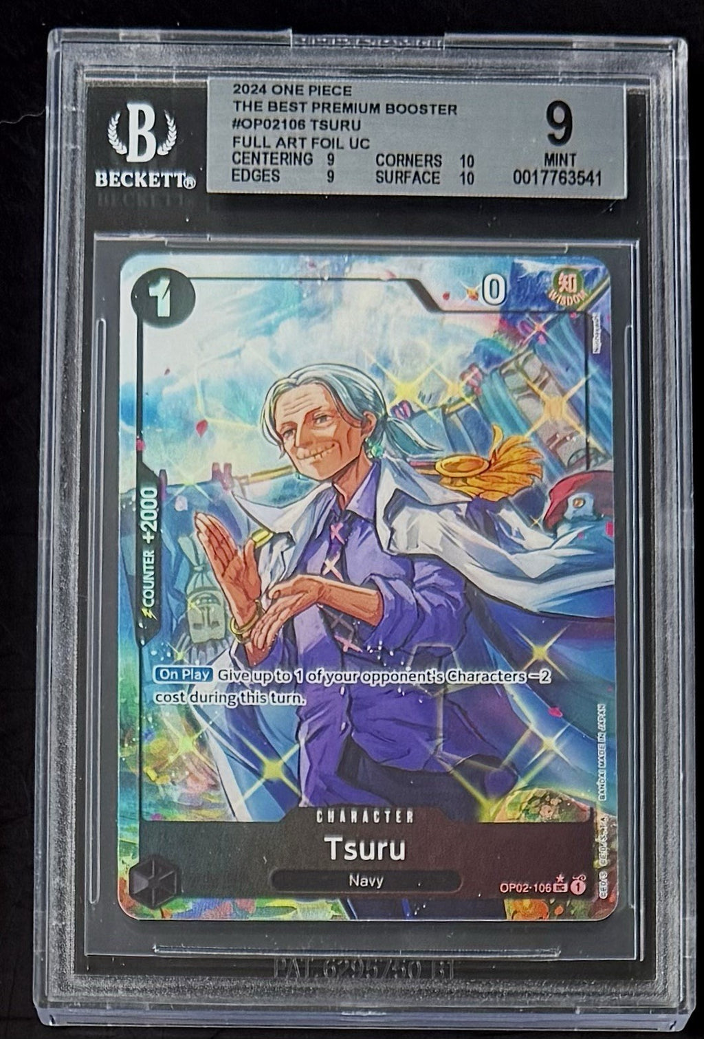 BGS 9 One Piece OP02-106 UC* Tsuru Full Art Foil - English - PRB01 - Graded