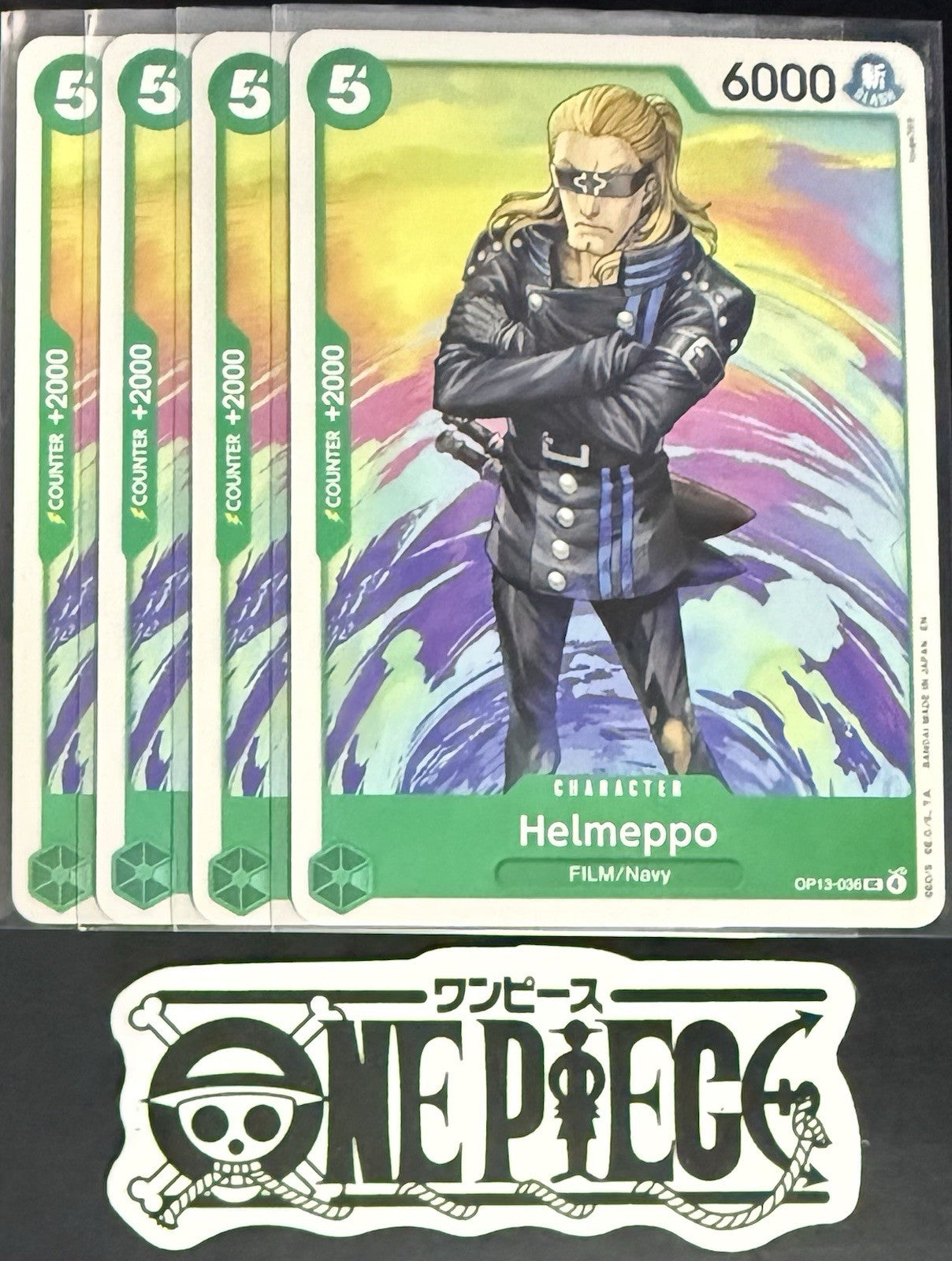 4x One Piece OP13-036 UC Helmeppo - ENG - Regular - Playset - TCG - NM/M