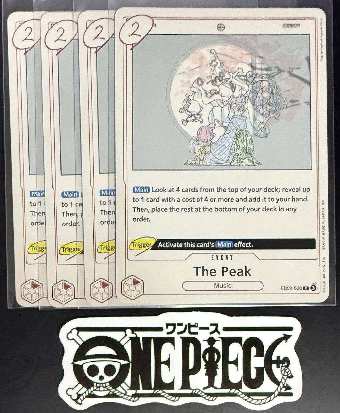 4x One Piece EB02-008 R The Peak - English - Foil - Play Set - TCG - NM/M