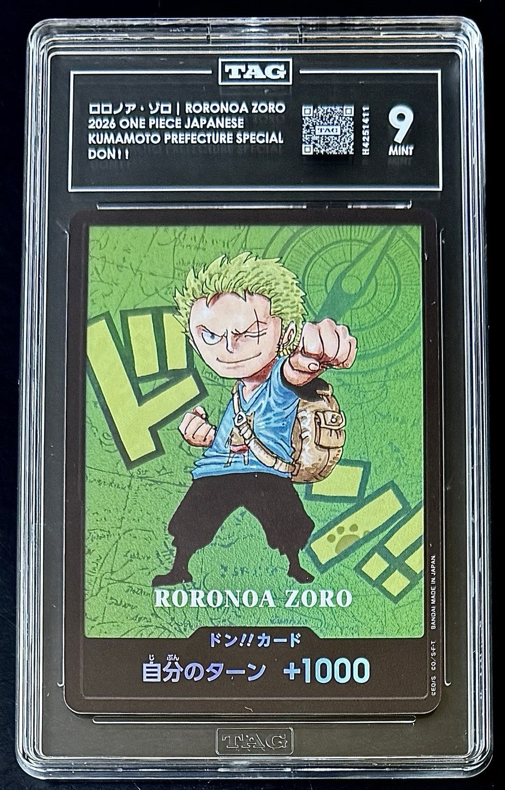 TAG 9 One Piece Don Card - Roronoa Zoro - JP - Kumamoto Prefecture Special Don!!