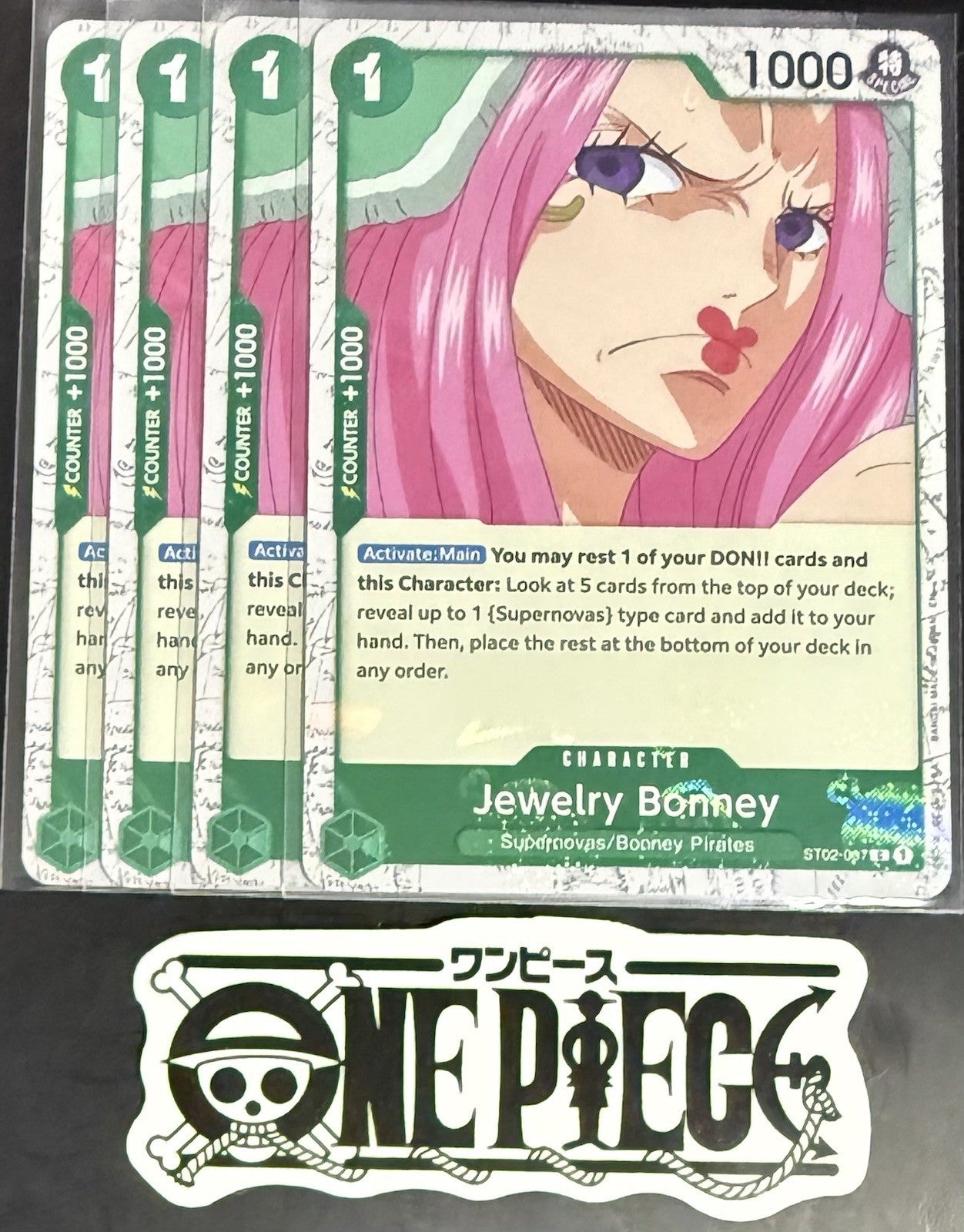 4 x One Piece ST02-007 C Jewelry Bonney - English - PRB02 Foil - Playset - NM/M