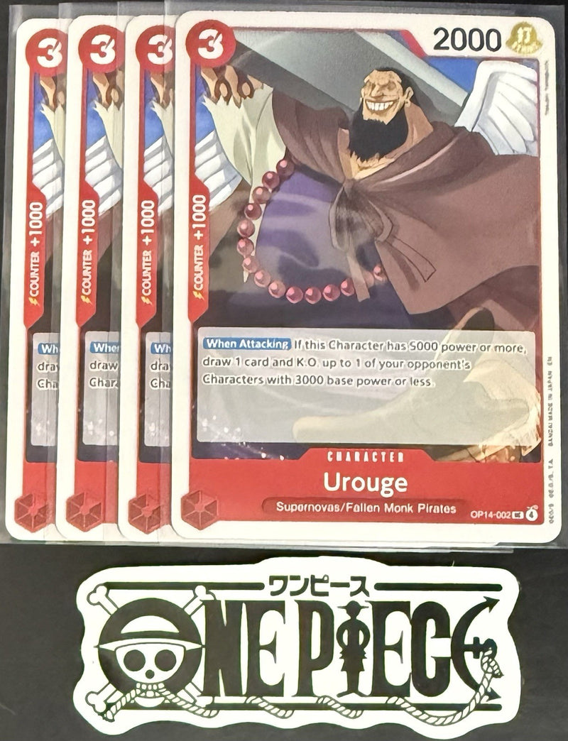 4x One Piece OP14-002 UC Urouge - ENG - Regular - Playset - NM/M