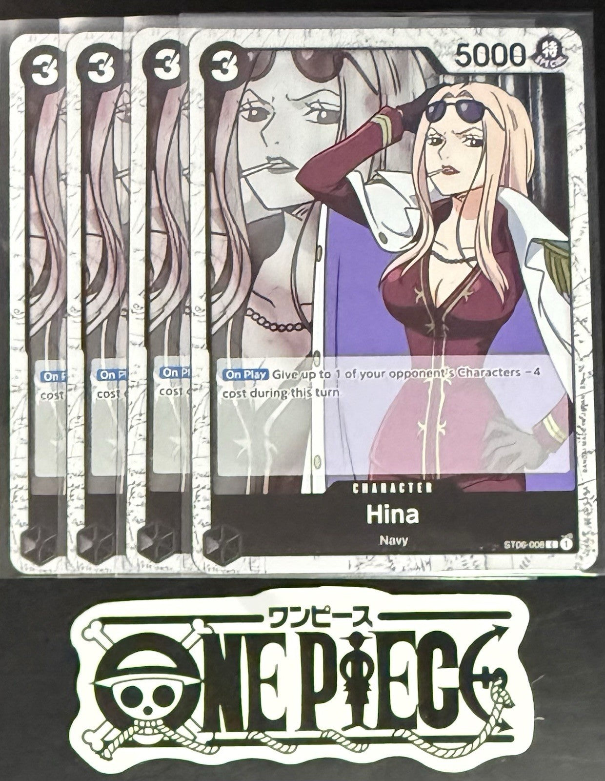 4 x One Piece ST06-008 C Hina - English - PRB02 Foil - Playset - NM/M