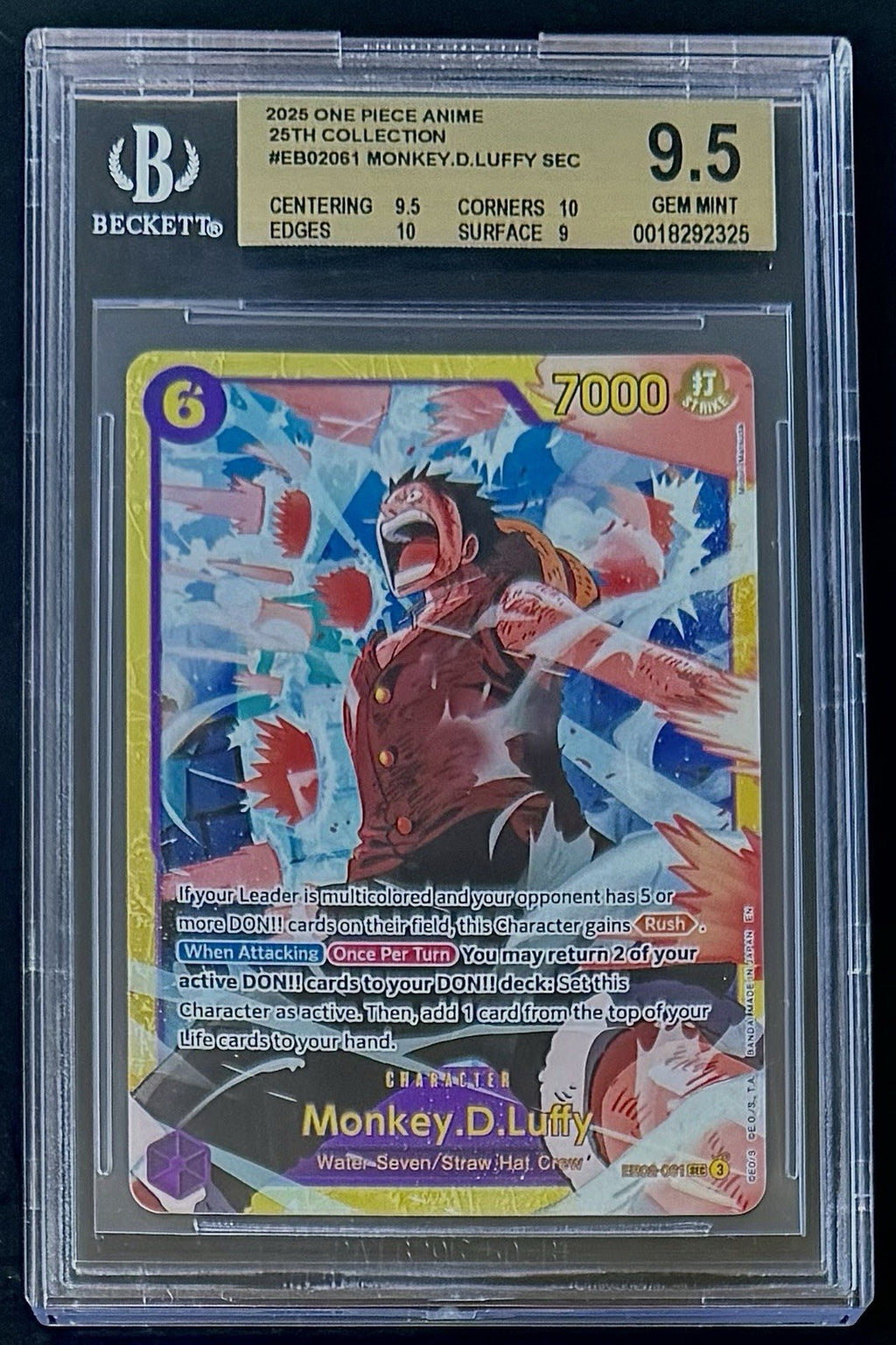 BGS 9.5 One Piece EB02-061 SEC Monkey.D.Luffy - English-25th Collection-Graded