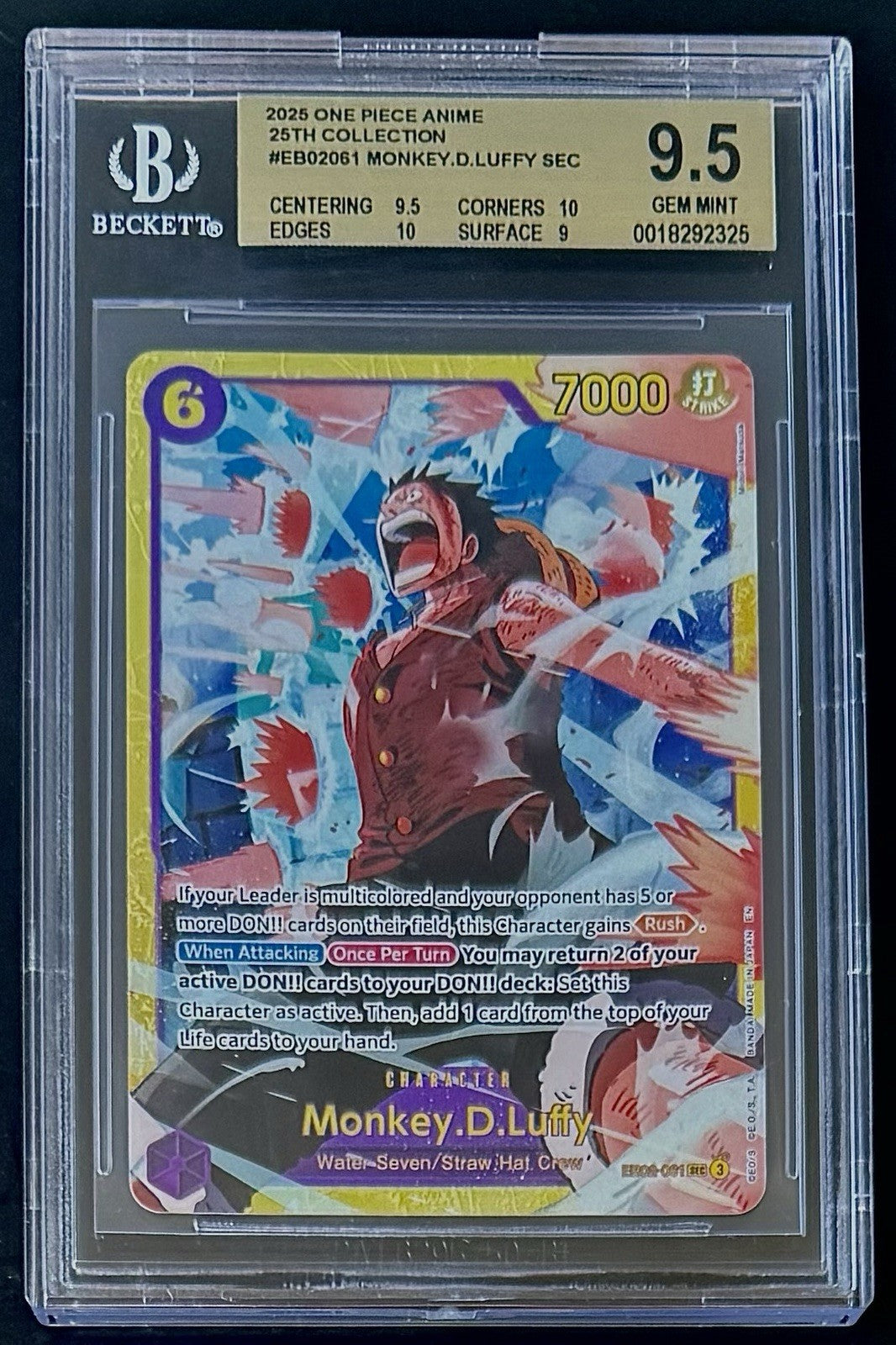 BGS 9.5 One Piece EB02-061 SEC Monkey.D.Luffy - English-25th Collection-Graded
