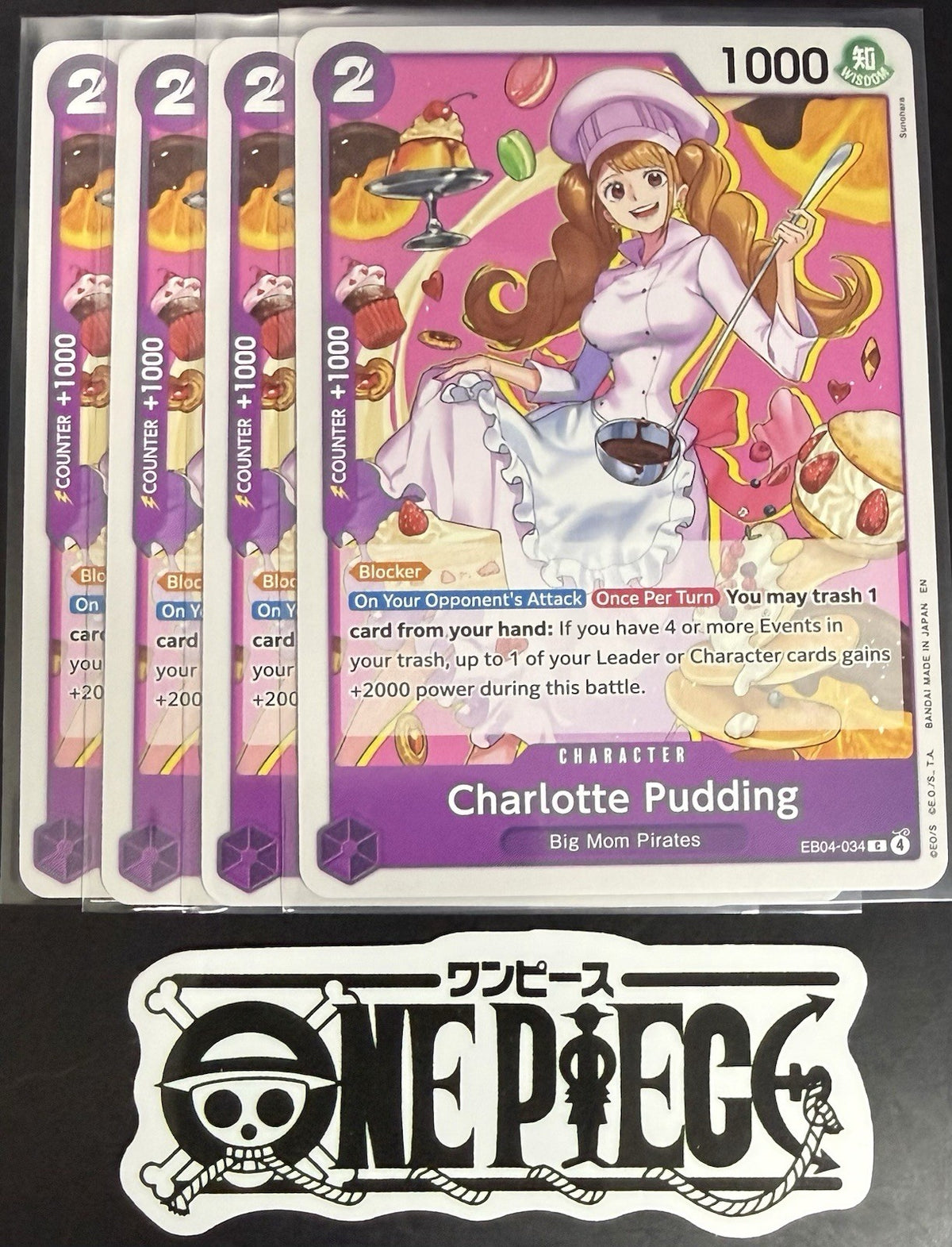 4x One Piece EB04-034 C - Charlotte Pudding - EN - Regular - Play Set - NM/M