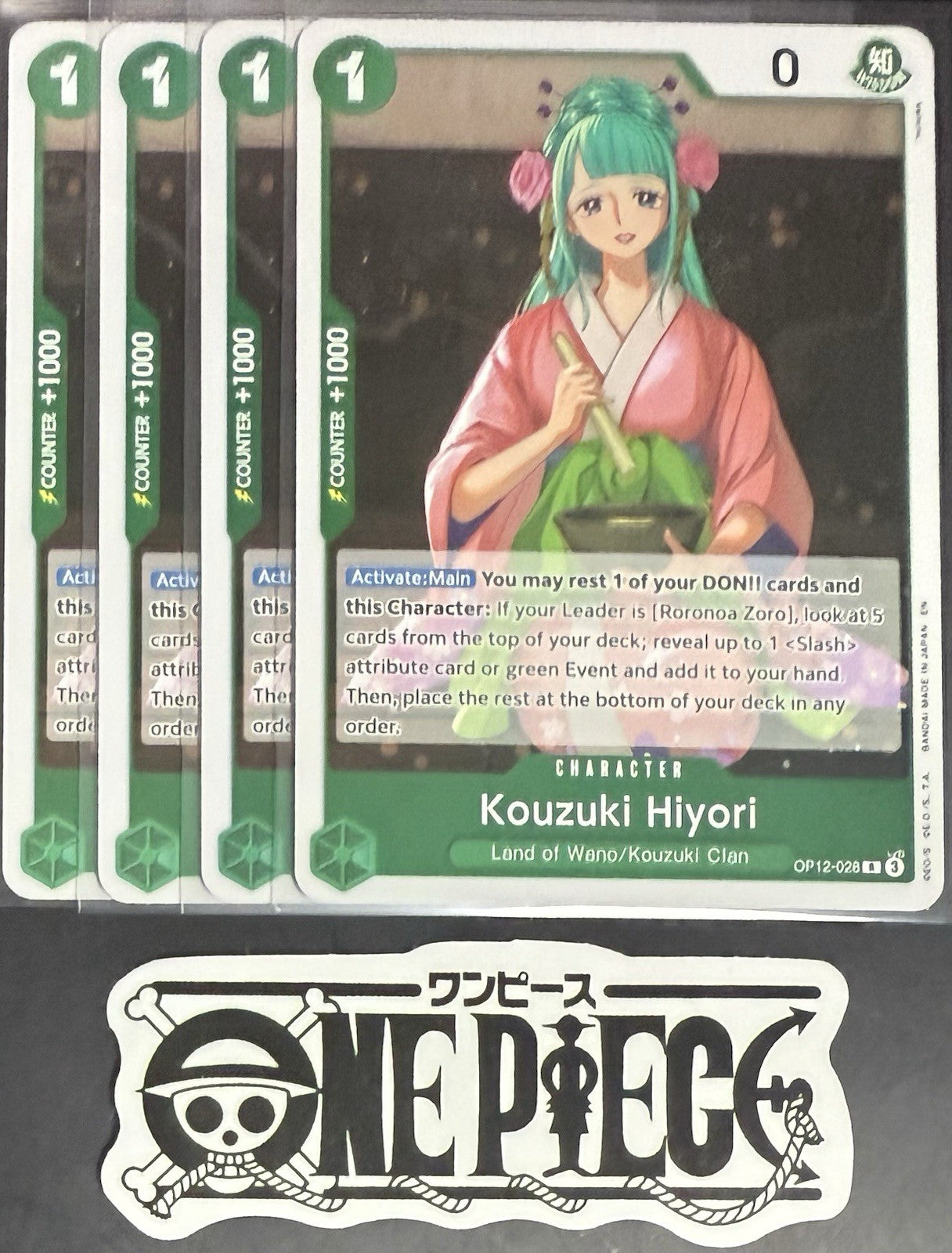 4 x One Piece OP12-028 R Kouzuki Hiyori - English - Foil - Playset - NM/M