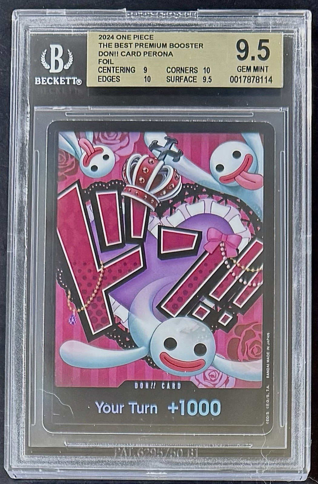 BGS 9.5 One Piece Don!! Card Perona - English - Foil - PRB01 - Graded