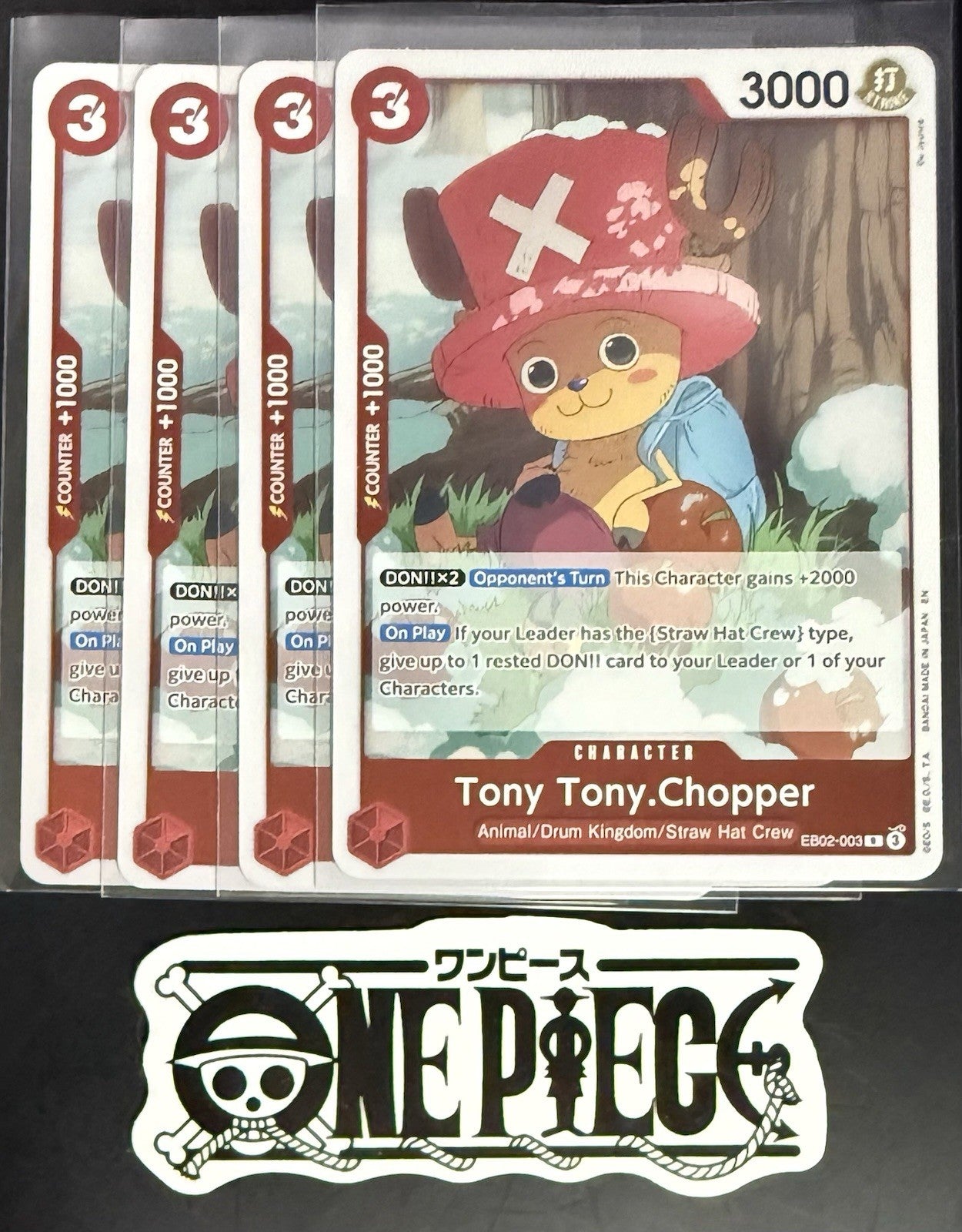 4x One Piece EB02-003 R Tony Tony.Chopper - ENG - Foil - Play Set - TCG - NM/M