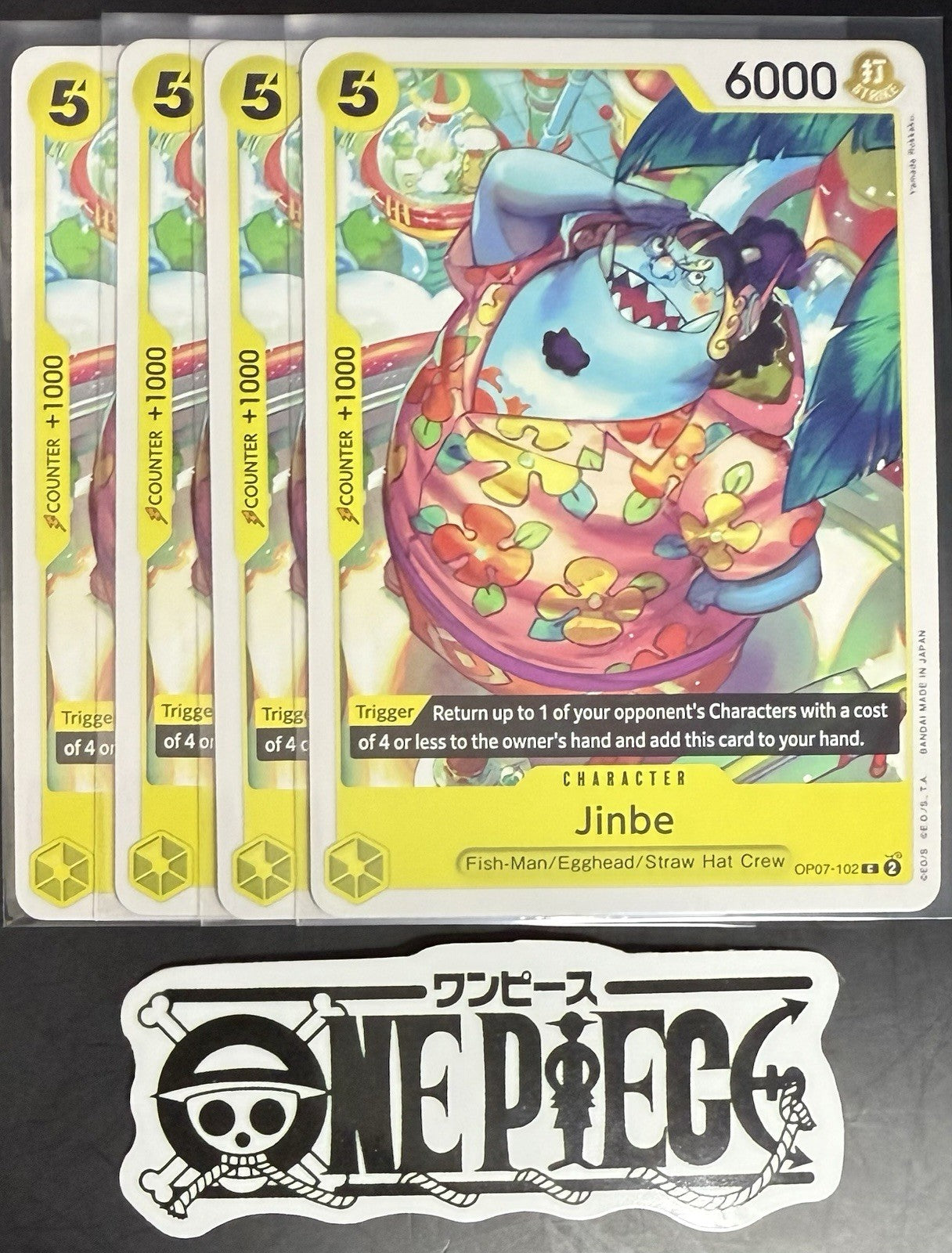 4x One Piece OP07-102 C Jinbe - English - Regular - Play Set - NM/M