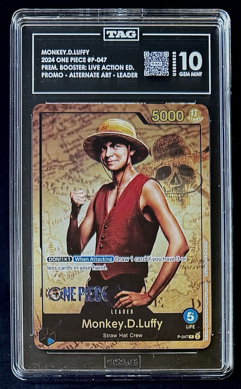 TAG 10 One Piece  P-047 P - Monkey.D.Luffy - Alt Art - EN - Foil - Live Action