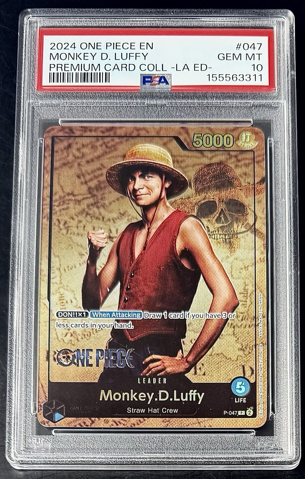 PSA 10 One Piece P-047 P - Monkey.D.Luffy - EN - Premium Collection Live Action