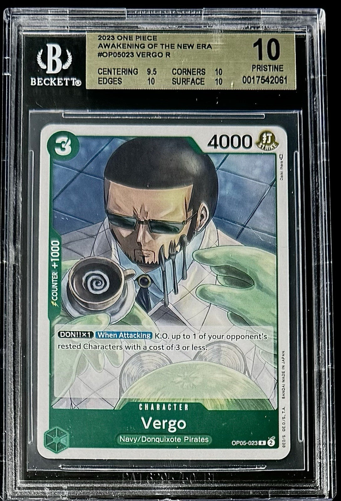 BGS 10 One Piece OP05-023 R Vergo - English - Awakening of the New Era - Graded