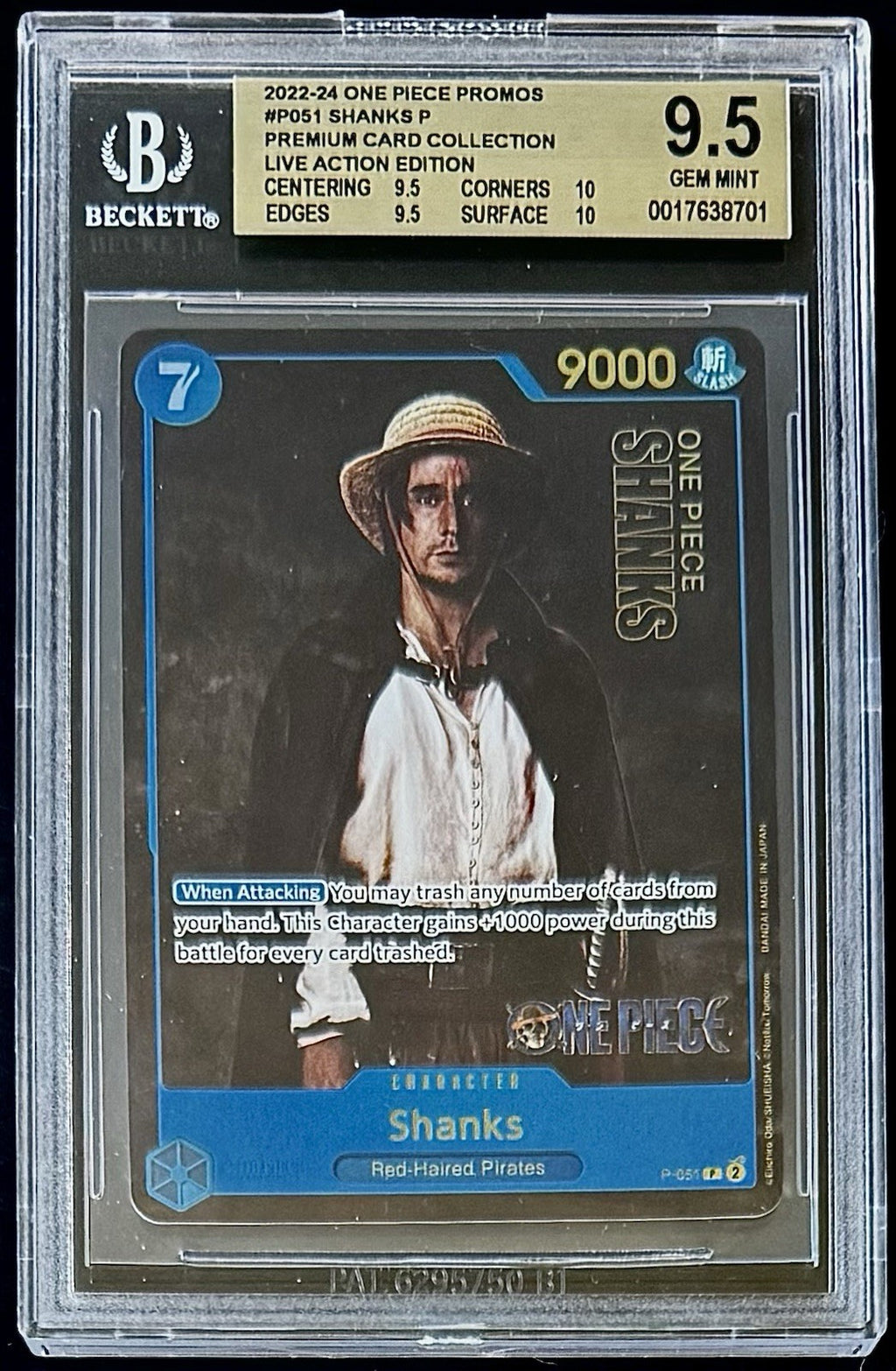 BGS 9.5 One Piece P-051 P - Shanks - EN - Premium Card - Live Action Edition