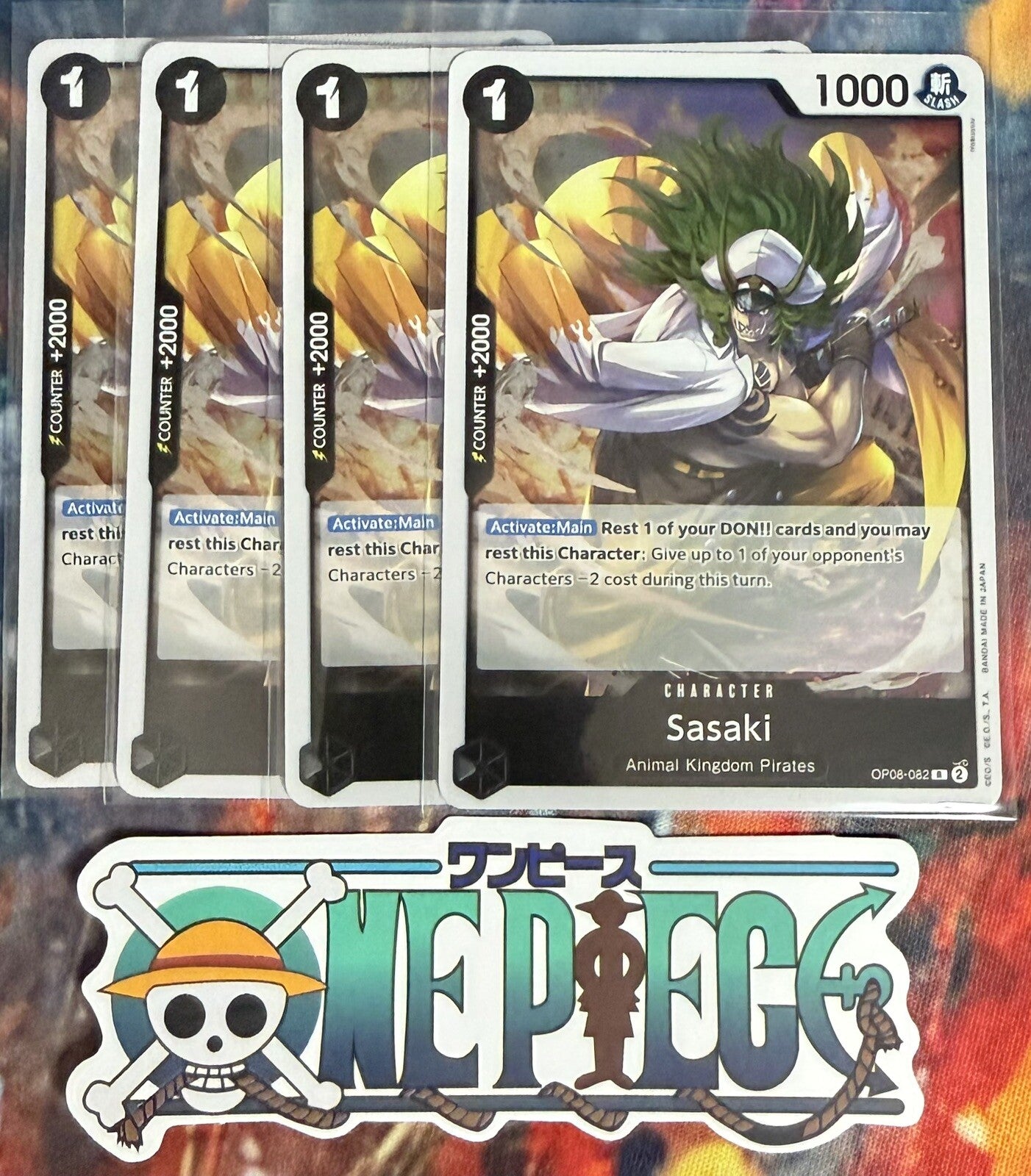 4x One Piece OP08-082 R Sasaki - English - Playset - TCG - NM/M