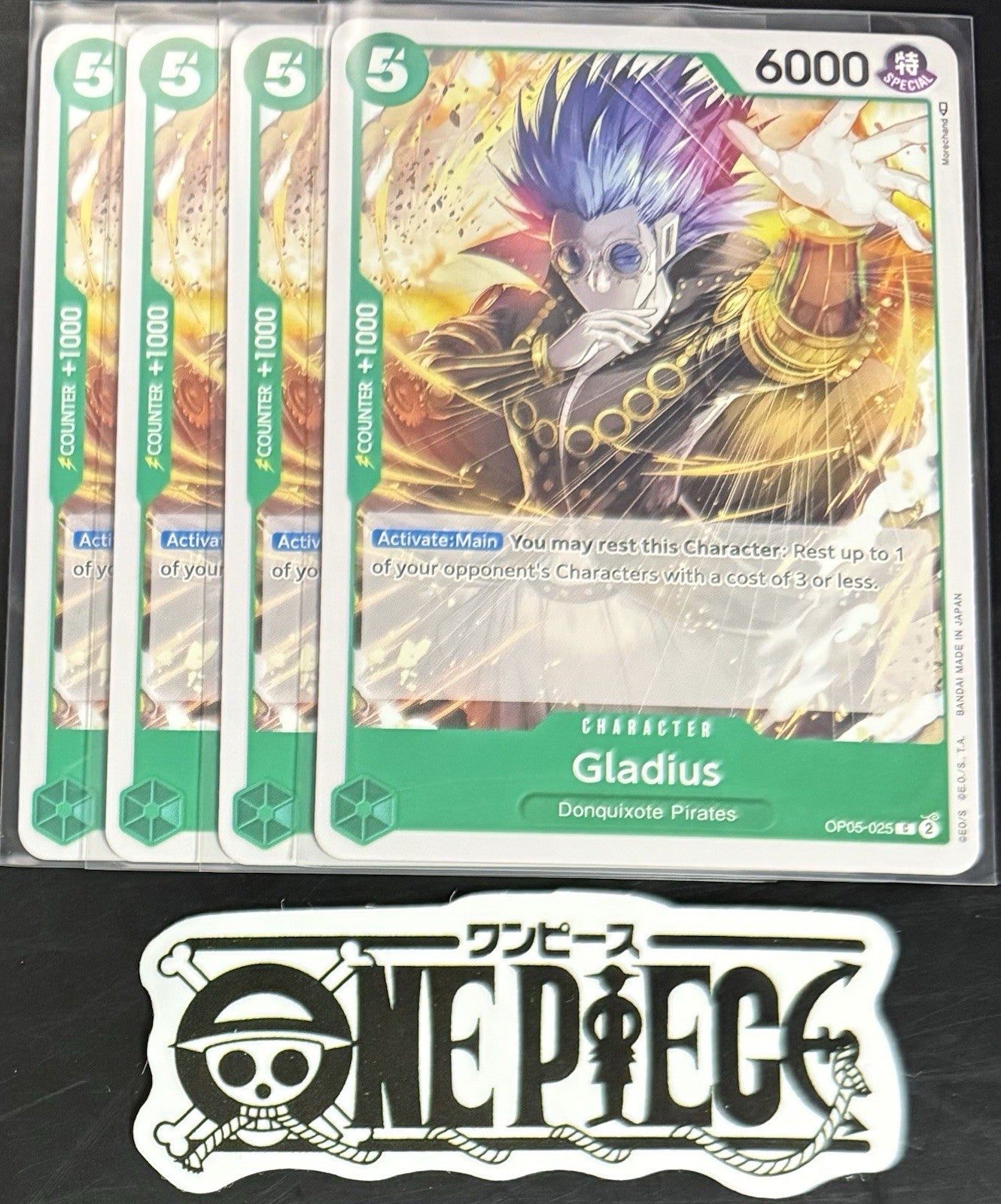 4x One Piece OP05-025 C Gladius - ENG - Play Set - Regular - TCG - NM/M