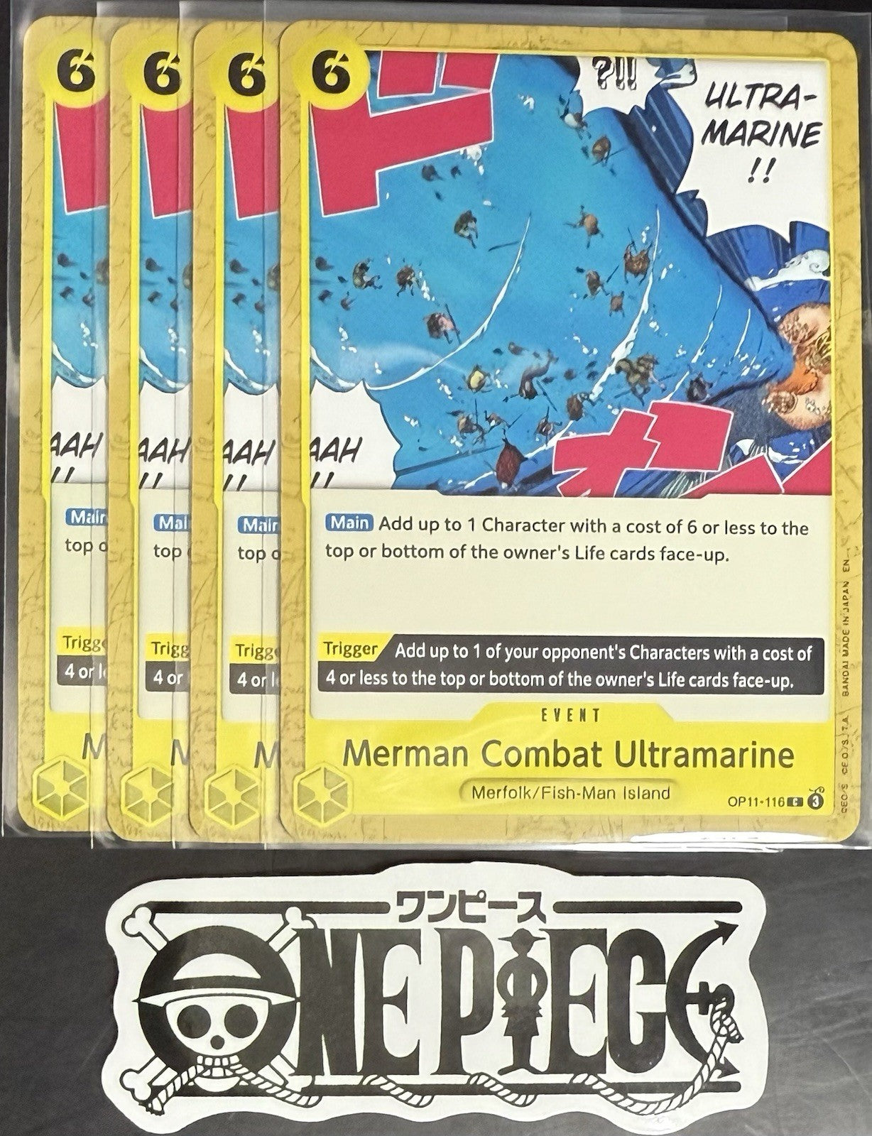 4 x One Piece OP11-116 C Merman Combat...- ENG - Regular - Playset - TCG - NM/M